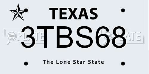 3TBS68 Texas License Plate