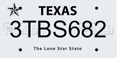 3TBS682 Texas License Plate