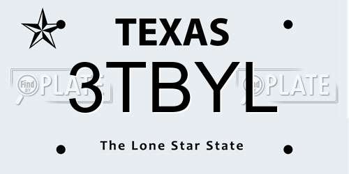 3TBYL Texas License Plate