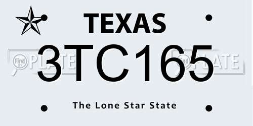 3TC165 Texas License Plate