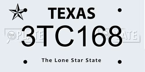 3TC168 Texas License Plate