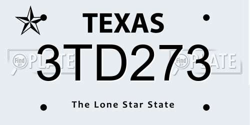 3TD273 Texas License Plate