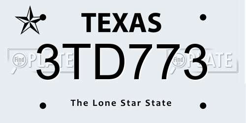 3TD773 Texas License Plate