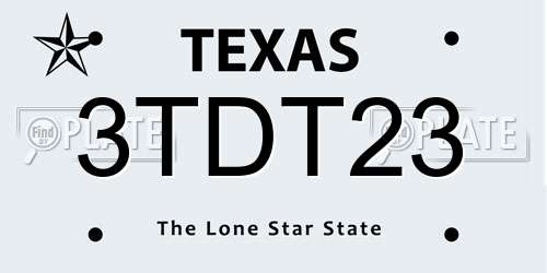3TDT23 Texas License Plate