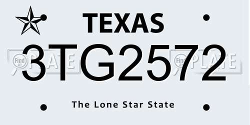 3TG2572 Texas License Plate