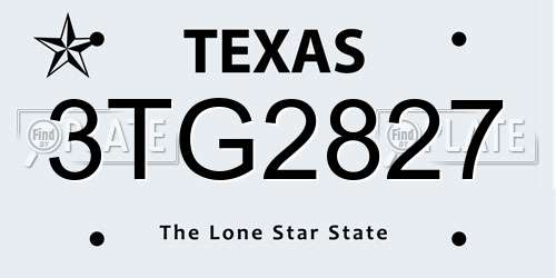 3TG2827 Texas License Plate