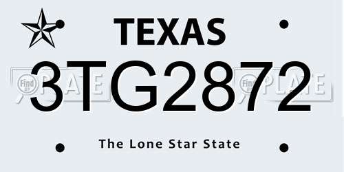 3TG2872 Texas License Plate