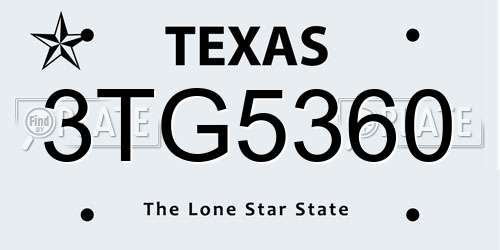 3TG5360 Texas License Plate
