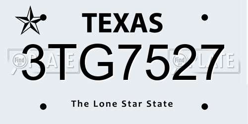 3TG7527 Texas License Plate