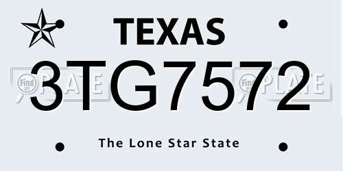 3TG7572 Texas License Plate
