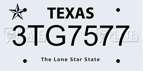 3TG7577 Texas License Plate