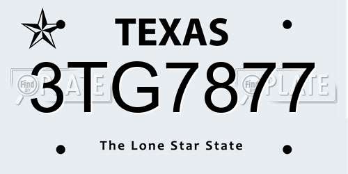 3TG7877 Texas License Plate