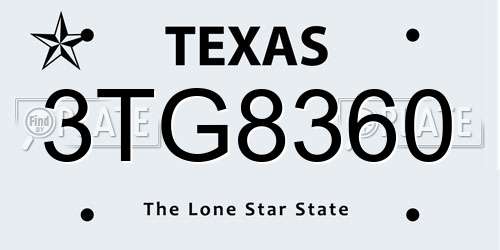 3TG8360 Texas License Plate