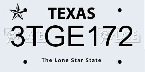 3TGE172 Texas License Plate