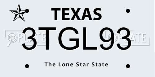 3TGL93 Texas License Plate