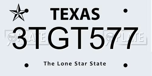 3TGT577 Texas License Plate