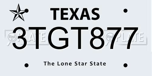3TGT877 Texas License Plate