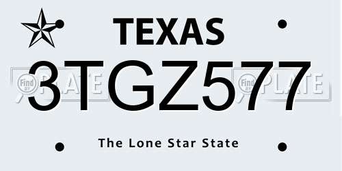 3TGZ577 Texas License Plate