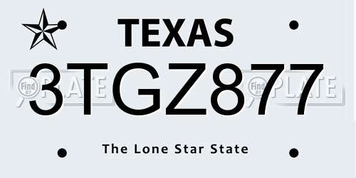 3TGZ877 Texas License Plate