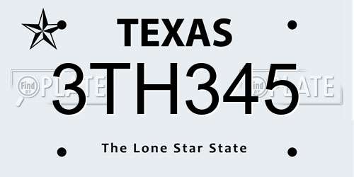 3TH345 Texas License Plate