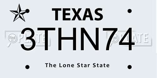 3THN74 Texas License Plate