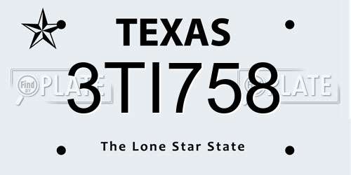 3TI758 Texas License Plate