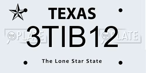 3TIB12 Texas License Plate