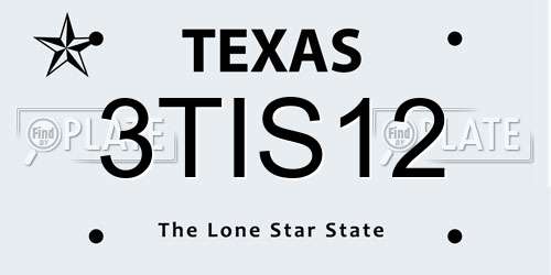 3TIS12 Texas License Plate