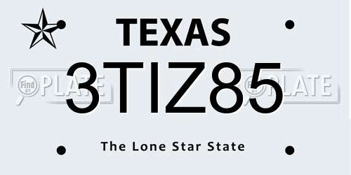 3TIZ85 Texas License Plate