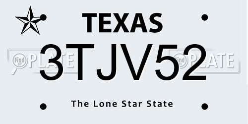 3TJV52 Texas License Plate
