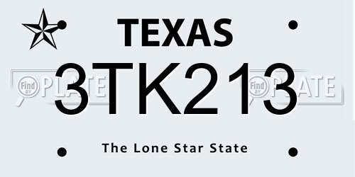 3TK213 Texas License Plate