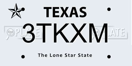 3TKXM Texas License Plate