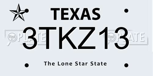 3TKZ13 Texas License Plate