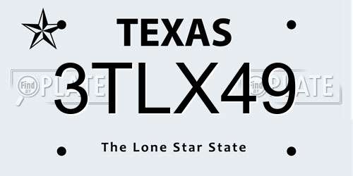 3TLX49 Texas License Plate