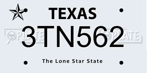 3TN562 Texas License Plate