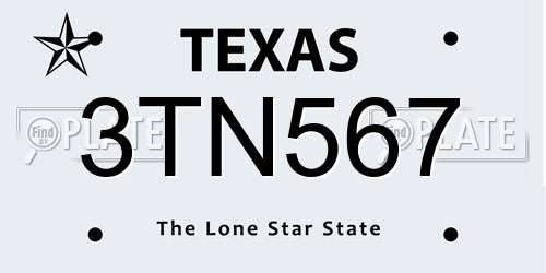 3TN567 Texas License Plate
