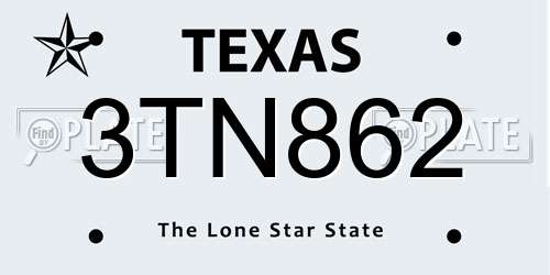 3TN862 Texas License Plate