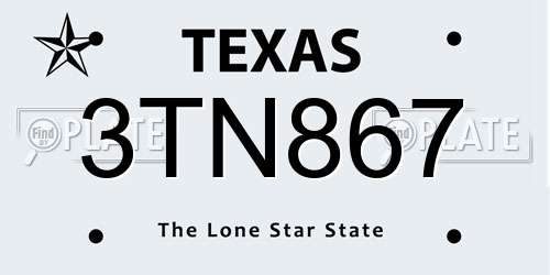 3TN867 Texas License Plate