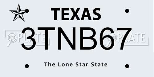 3TNB67 Texas License Plate