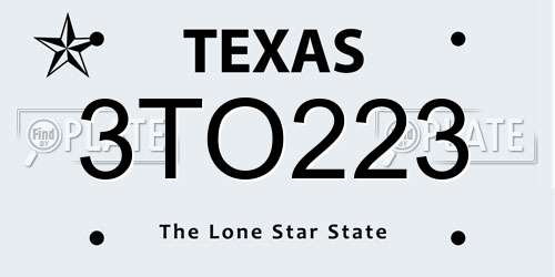 3TO223 Texas License Plate
