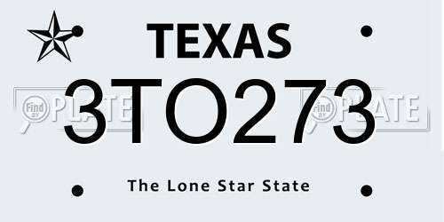 3TO273 Texas License Plate