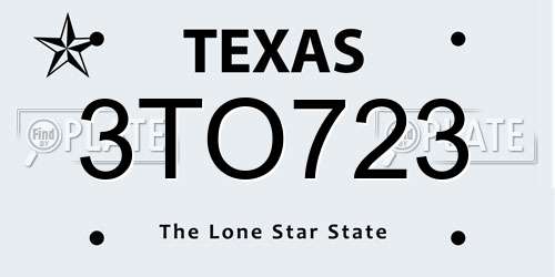 3TO723 Texas License Plate