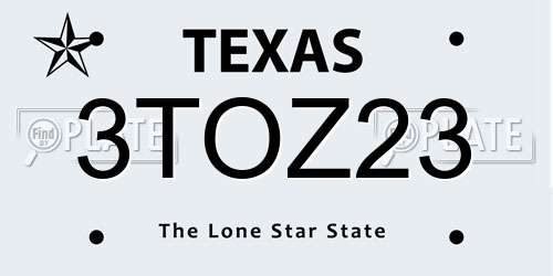 3TOZ23 Texas License Plate