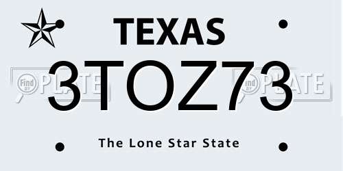 3TOZ73 Texas License Plate