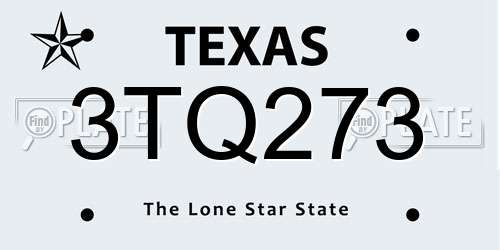 3TQ273 Texas License Plate