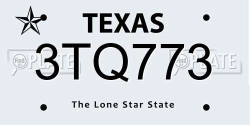 3TQ773 Texas License Plate