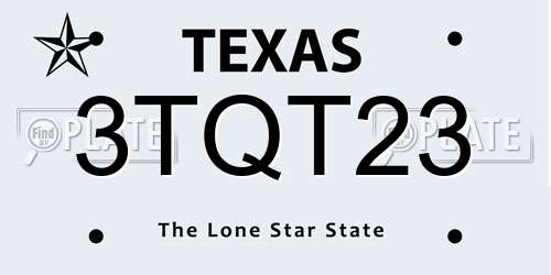 3TQT23 Texas License Plate