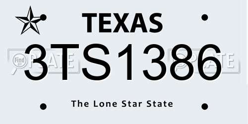 3TS1386 Texas License Plate