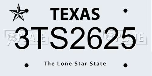 3TS2625 Texas License Plate
