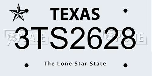 3TS2628 Texas License Plate